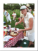 Shirley dishes her homemade blueberry pie at a gardeners’ summer get-together